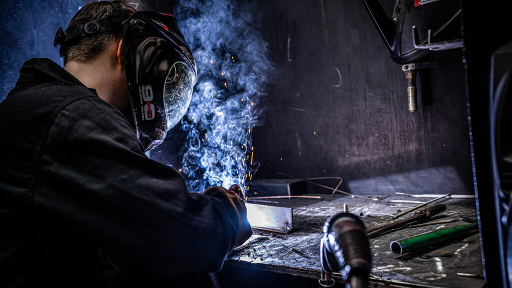 A welding student