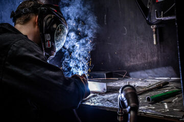 A welding student