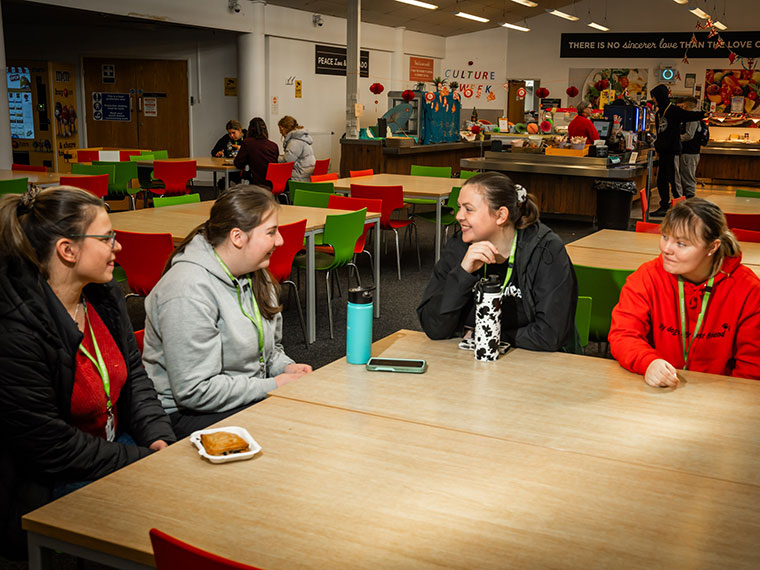 Students in the canteen at North Notts College