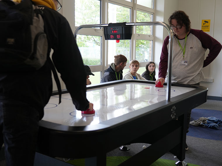 Air hockey at the September sign up event at DVC