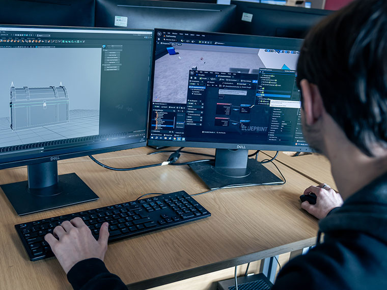 A student working on a computer