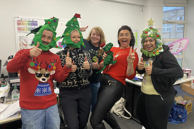 Dearne Valley College staff wearing Christmas jumpers on Christmas jumper day